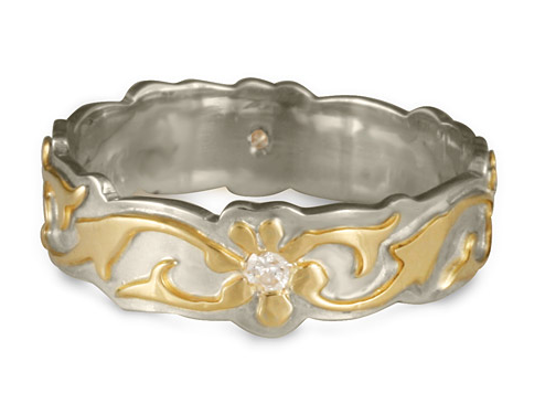 Borderless Persephone Wedding Ring with Gems, handmade by Reflective Jewelry